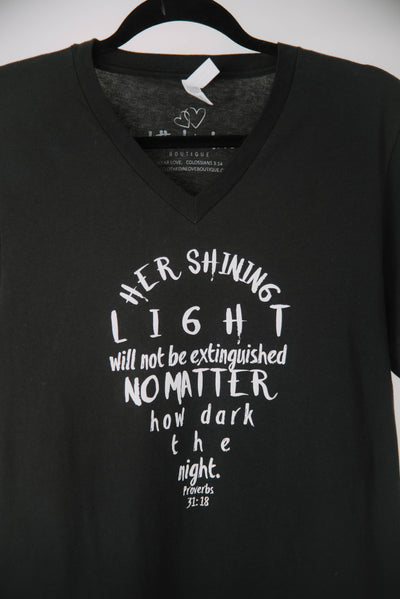 Her Shining Light V-neck Tee - Clothed in Love Boutique