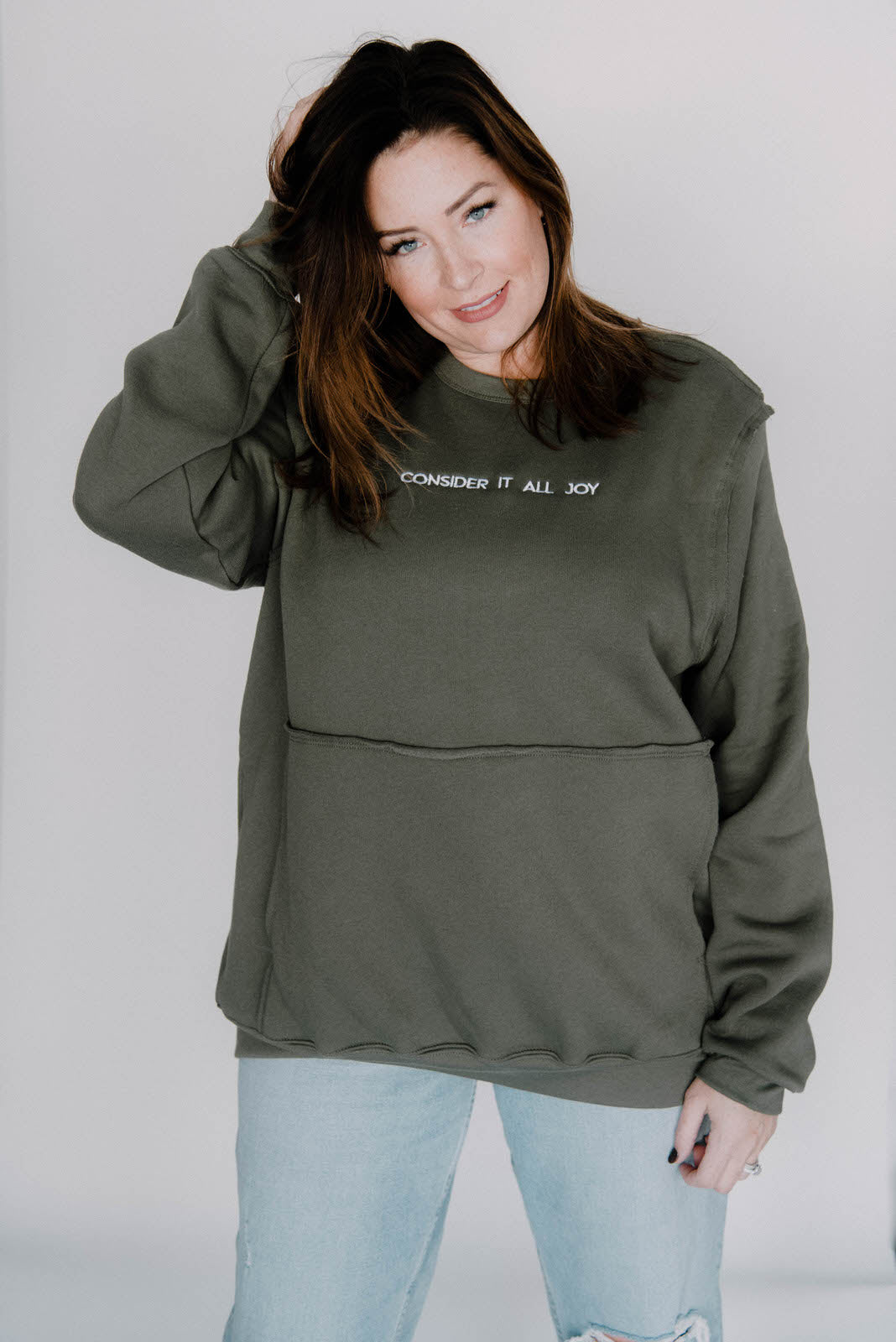 Consider It All Joy Embroidered Sweatshirt - Clothed in Love Boutique