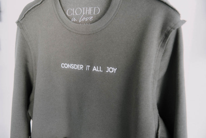 Consider It All Joy Embroidered Sweatshirt - Clothed in Love Boutique